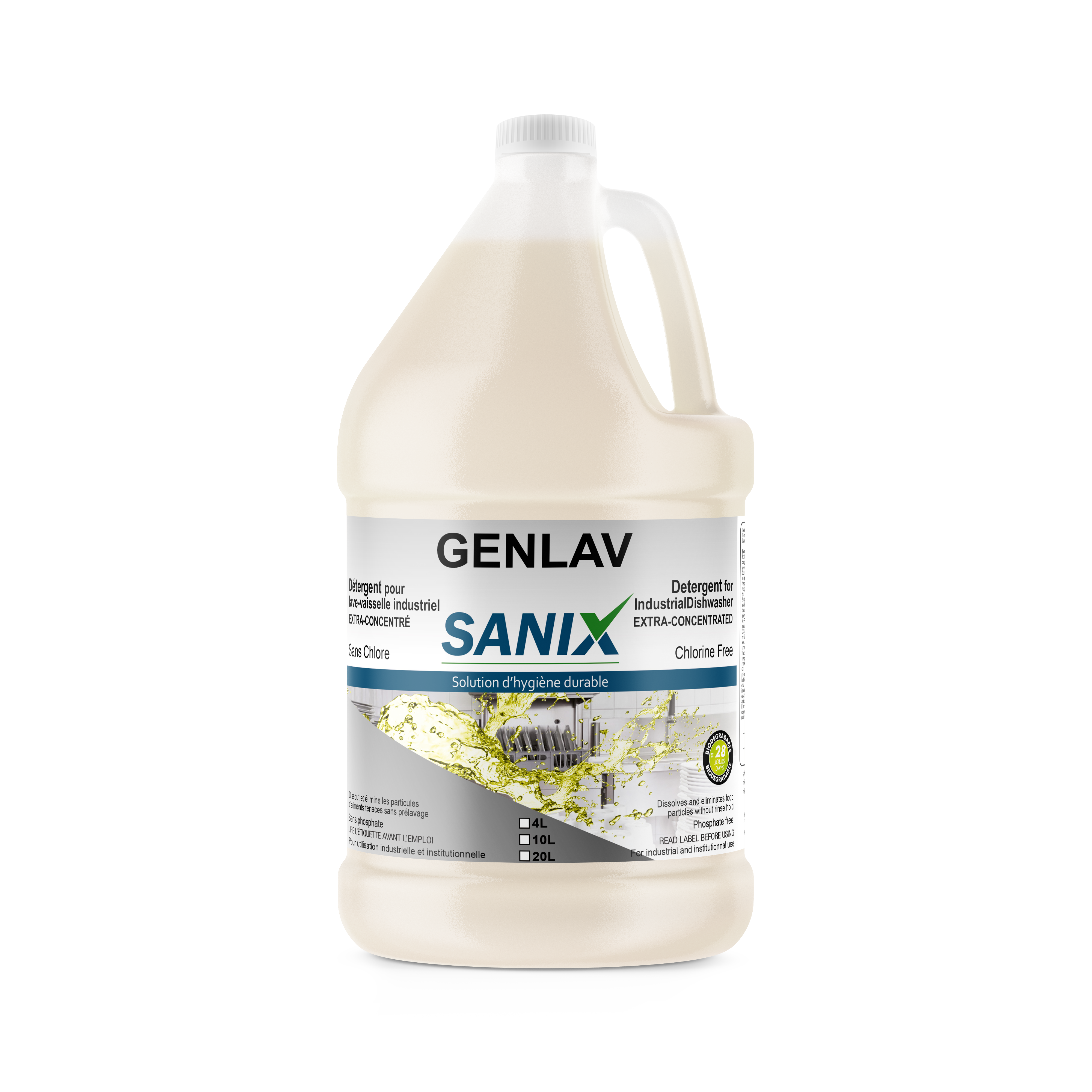 Genlav détergent pour lave-vaisselle commercial 4L - SANIX - Commande en  ligne
